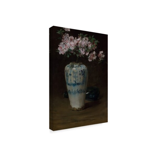 William Merritt Chase 'Pink Azaleas In Chinese Vase' Canvas Art,30x47
